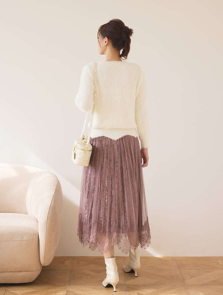 【サイズ0】ベロアチュールスカート セール】velour tulle long skirt／ベロアチュールロング