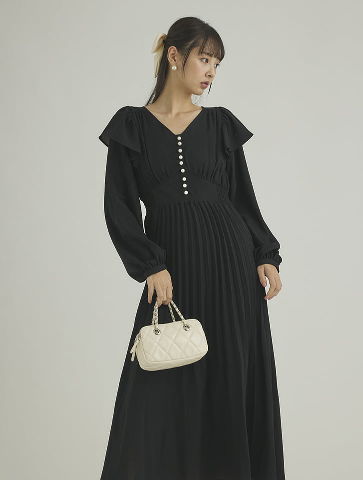 fifth フリルデザインパールボタンワンピース | 人気レディース