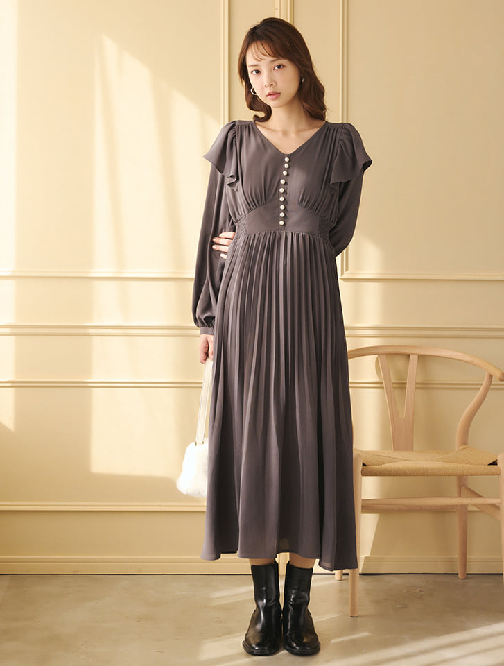 美品　ワンピース　パール　グレー　スカート 美品 ワンピース パール グレー スカート ワンピース