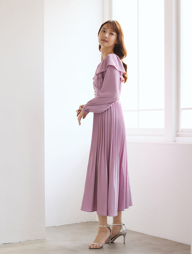 fifth フリルデザインパールボタンワンピース | 人気レディース