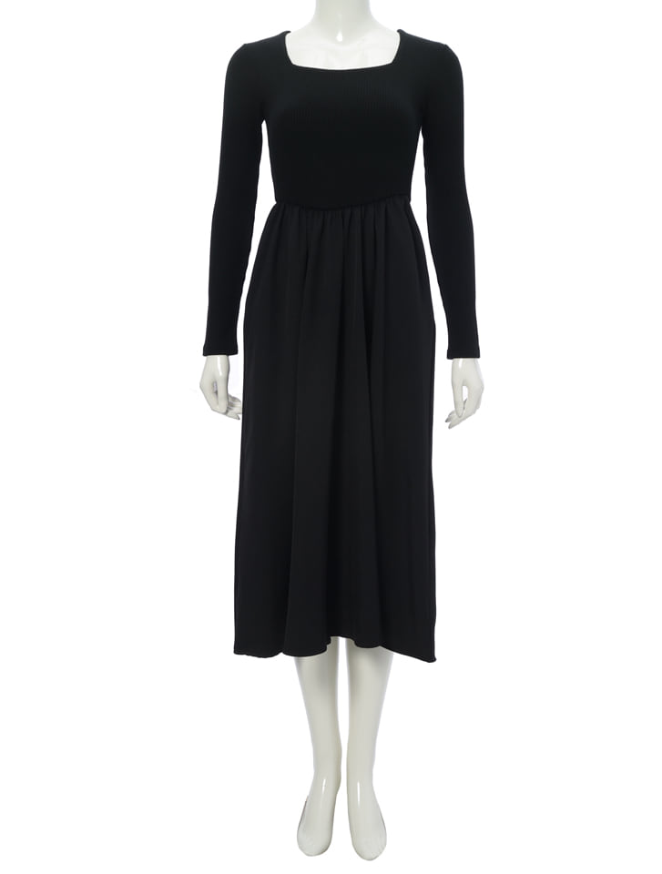 fifth スクエアネックリブニットドッキングワンピース | 人気  