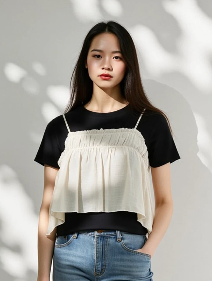 fifth ギャザービスチェ付きTシャツ | 人気レディース