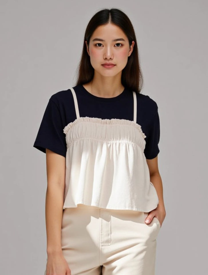 fifth ギャザービスチェ付きTシャツ | 人気レディース