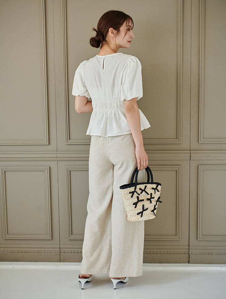 最終価格】タスラン ステッチ ギャザー 5SL 綻ん ブラウス 