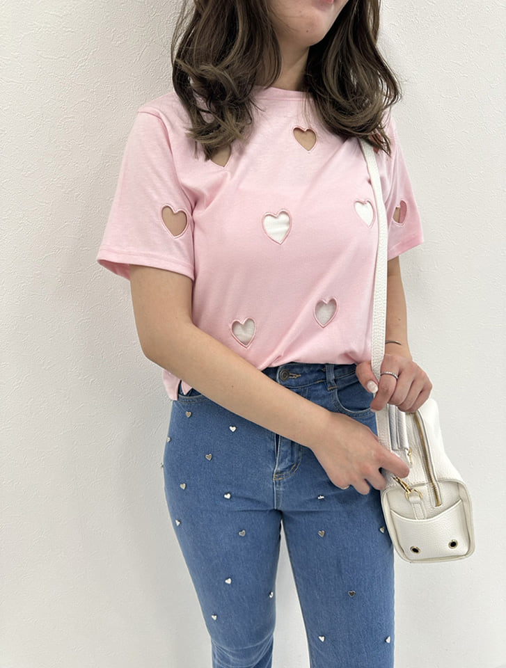 ハートデザイン Tシャツ Mサイズ fifth ハートデザインTシャツ | 人気レディースファッション通販