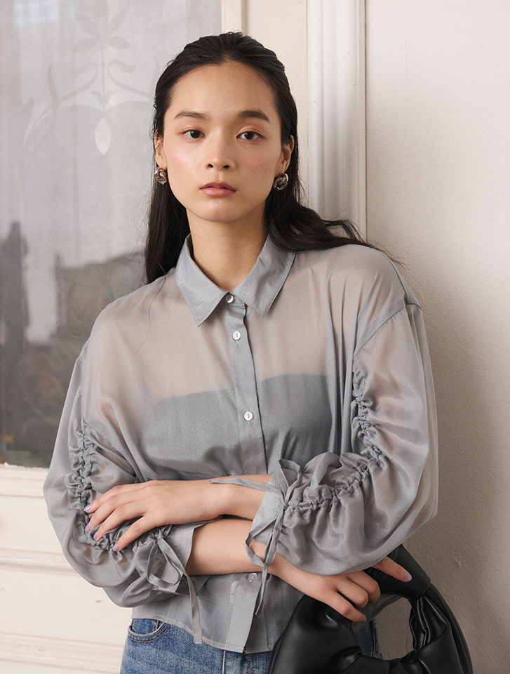 シアーシャツ 2WAYスリーブシアーシャツ(FREE IVORY