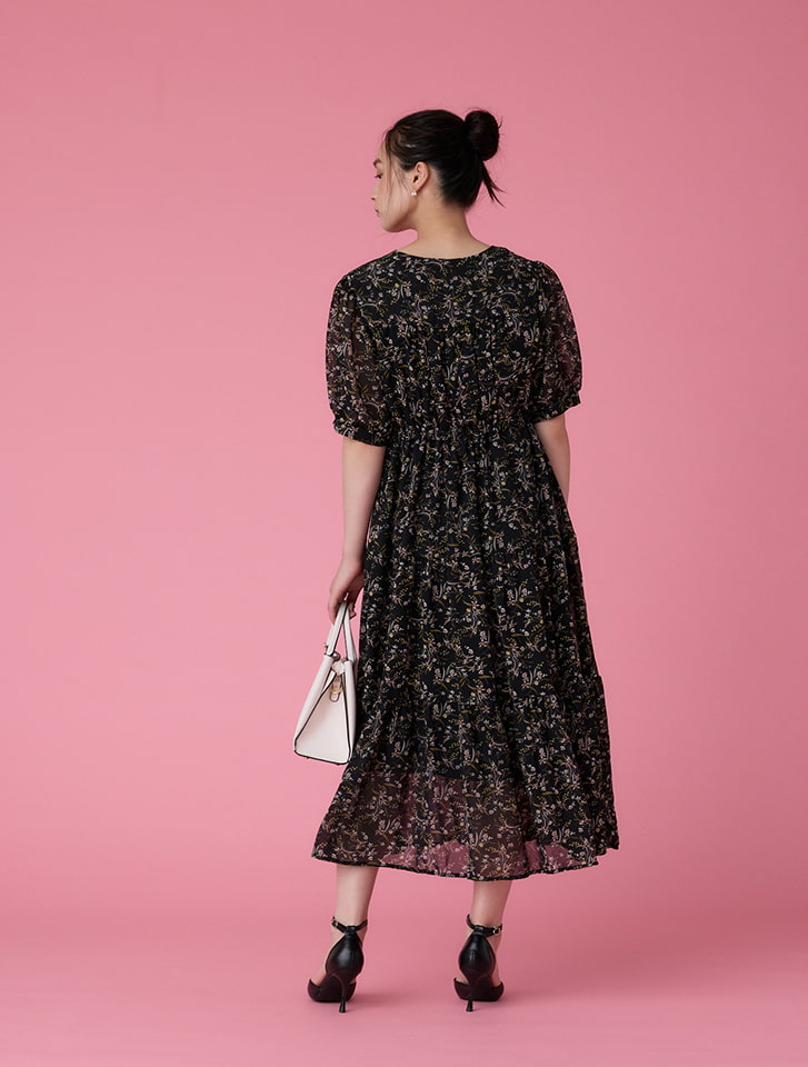 fifth フラワーパフスリーブティアードワンピース | 人気