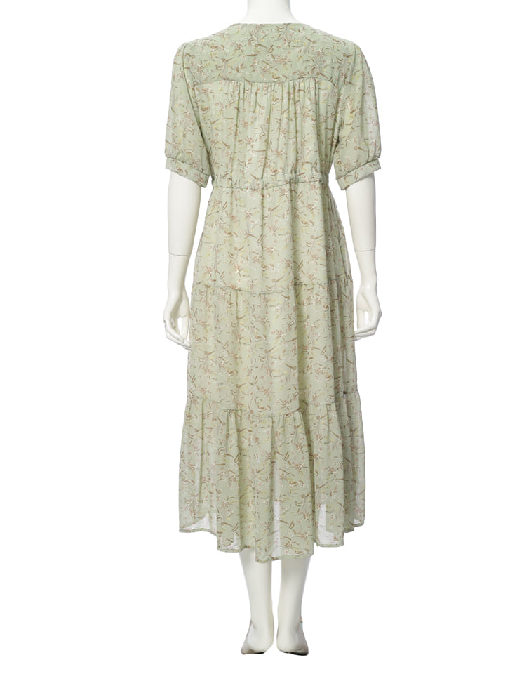 fifth フラワーパフスリーブティアードワンピース | 人気レディース