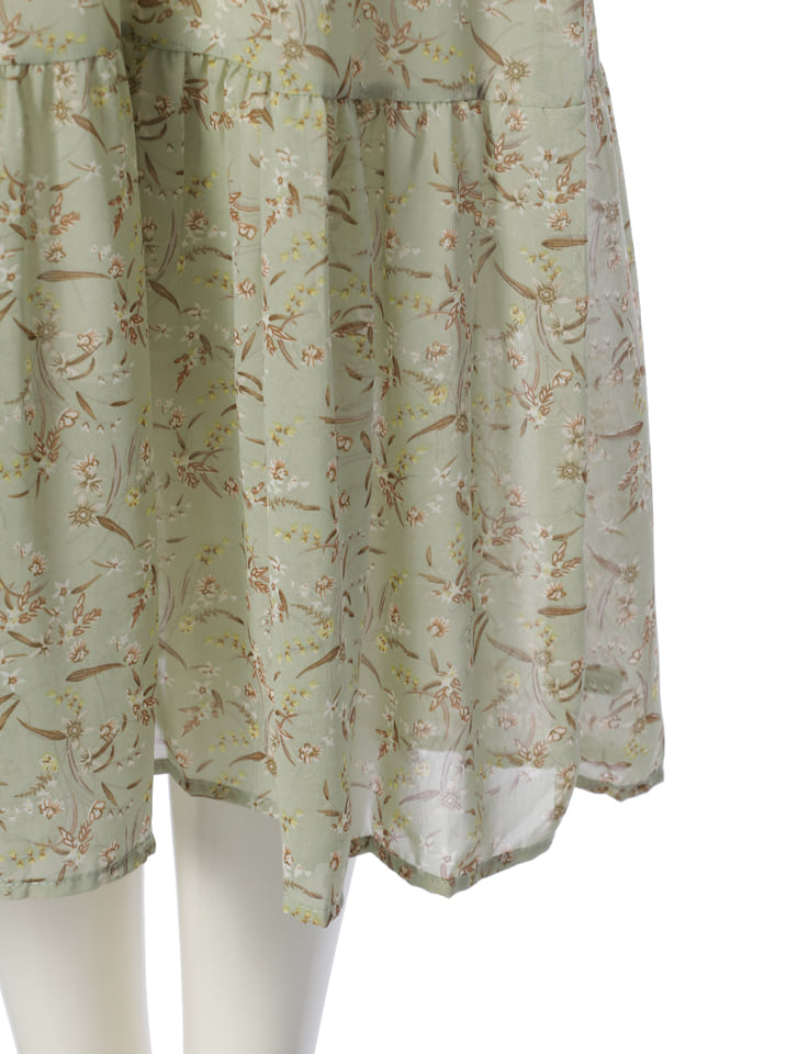 fifth フラワーパフスリーブティアードワンピース | 人気