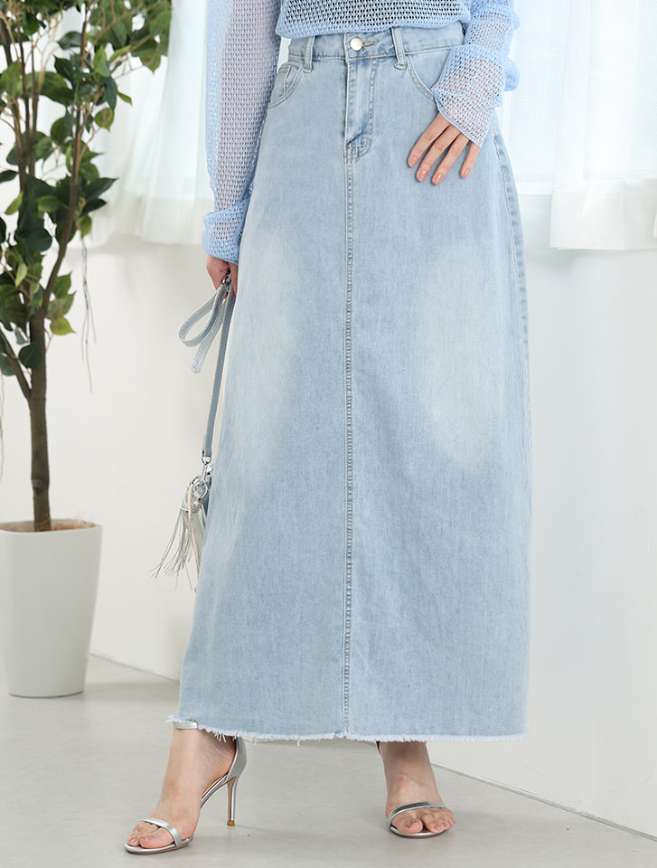 25ss VALENTINO デニム ロングスカート 6B3DD18P94B558 ☆25SS VALENTINO DENIM ブルー コットン ミディ スカート