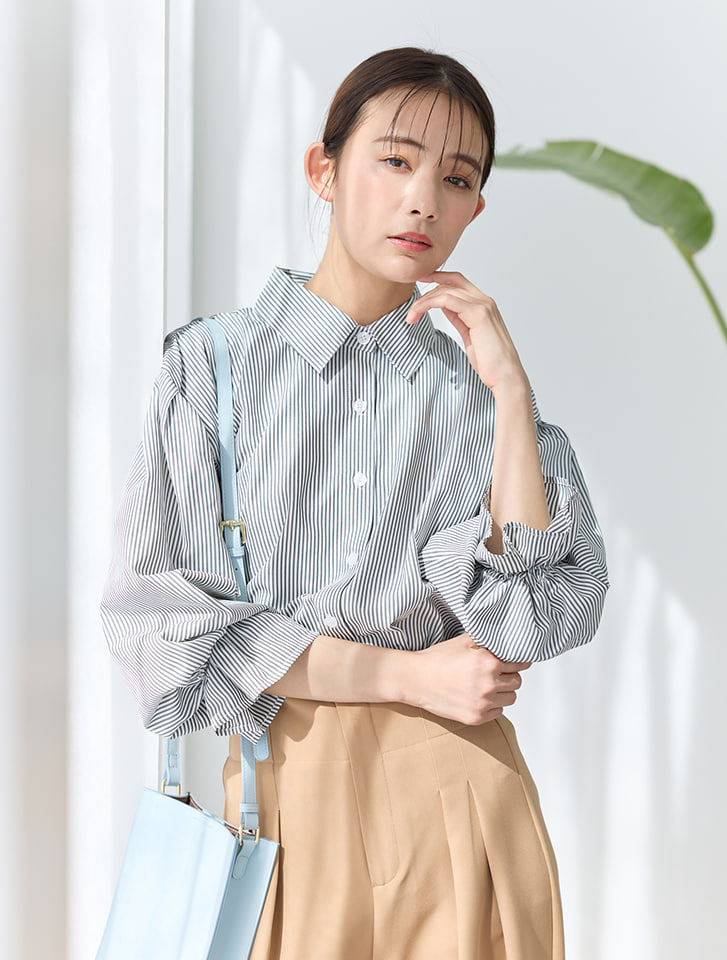 タグ付き 美品 ドゥーズィエムクラス Satin ギャザーブラウス muse
