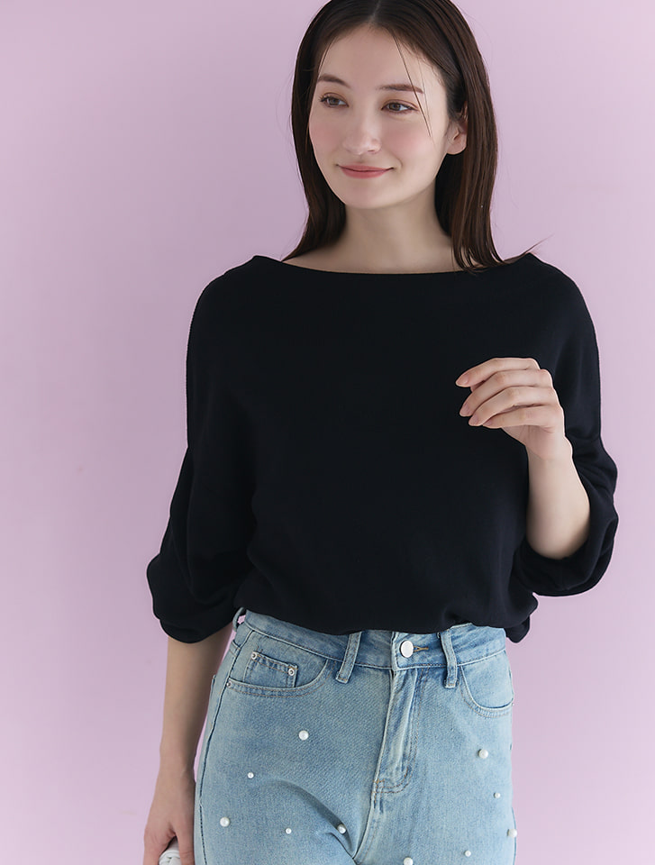 ドゥーズィエムクラス ソフィーボートネックプルオーバー ブラック Deuxieme Classe（ドゥーズィエムクラス）の「Sophie ボート