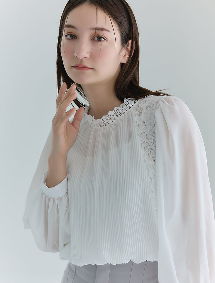 【fifth/フィフス】レースプリーツシフォンブラウス 【fifth/フィフス】レースプリーツシフォンブラウス