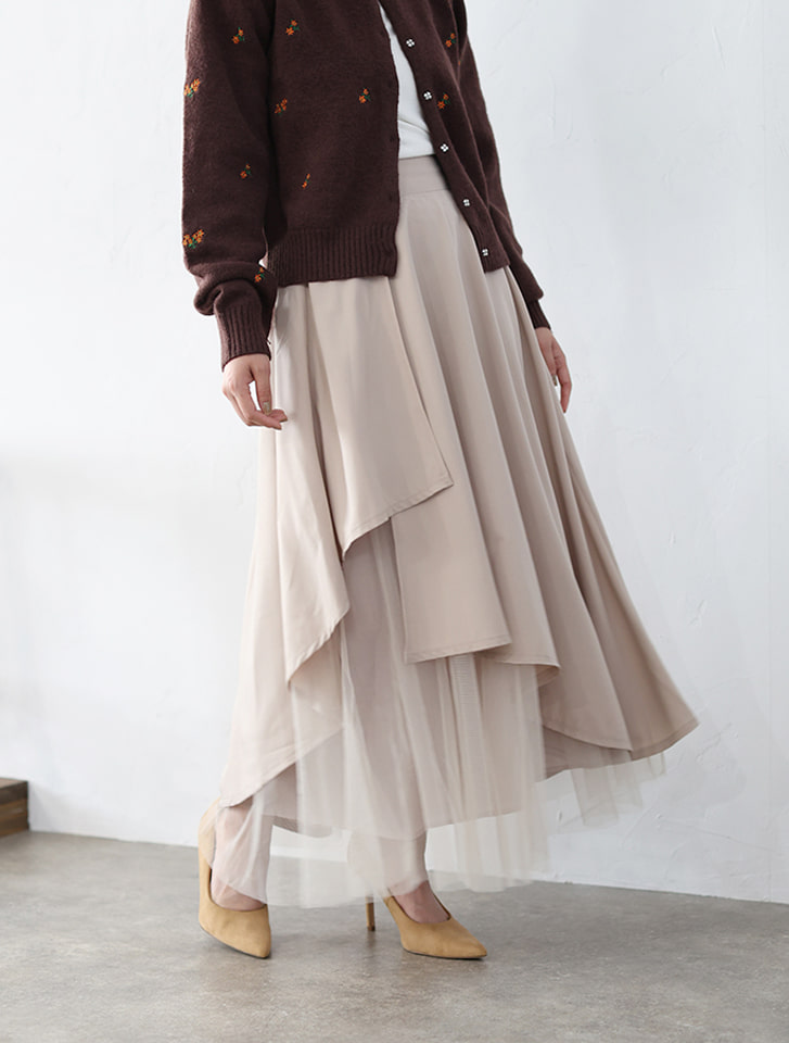 ayame　リハーサルスカート　5枚 大きいサイズ]ミニ裏毛フラワーベースプリントギャザースカート