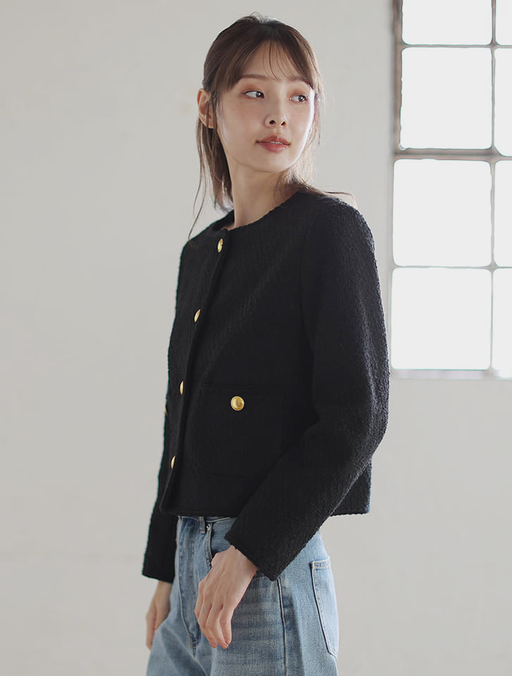 fifth 【harukaセレクト】ノーカラーツイードジャケット | 人気