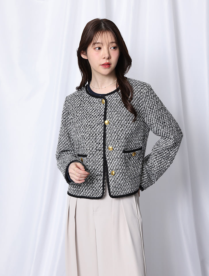 fifth ノーカラーツイードジャケット | 人気レディースファッション
