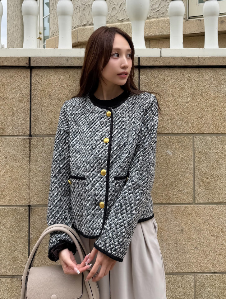 ハルヒロイン　ノーカラーツイードジャケット ハルヒロインノーカラーツイードジャケット