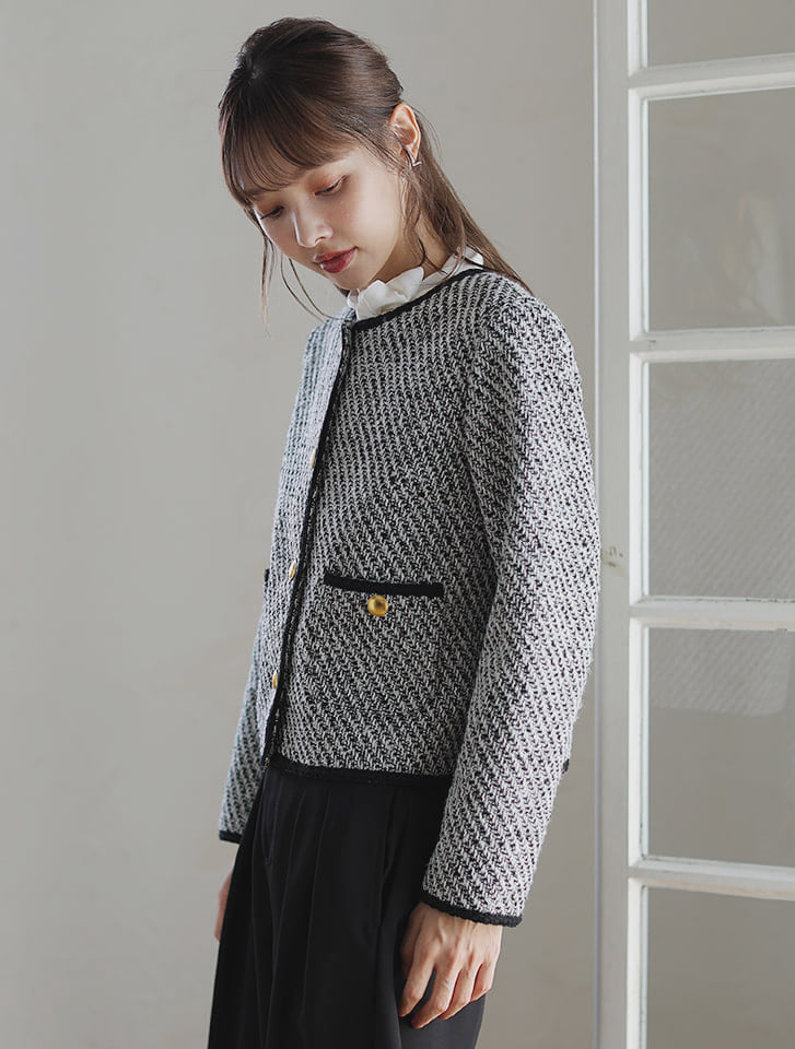 fifth ノーカラーツイードジャケット | 人気レディースファッション