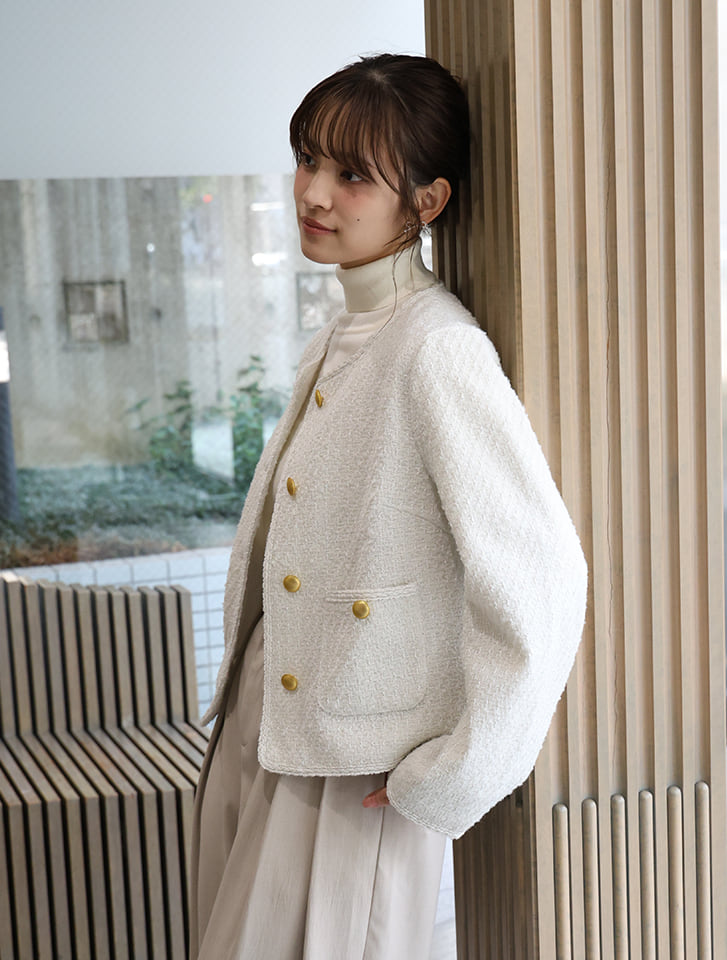 fifth 【harukaセレクト】ノーカラーツイードジャケット | 人気