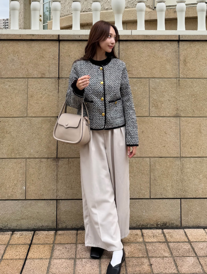 fifth 【harukaセレクト】ノーカラーツイードジャケット | 人気