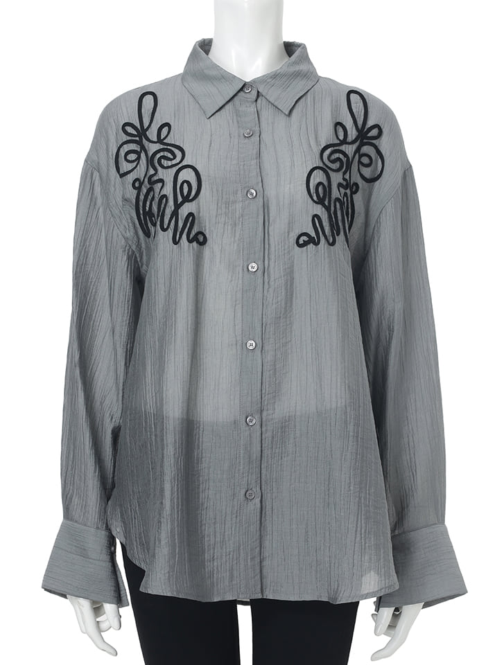 fifth 3wayスリーブコード刺繍シアーシャツ | 人気レディース