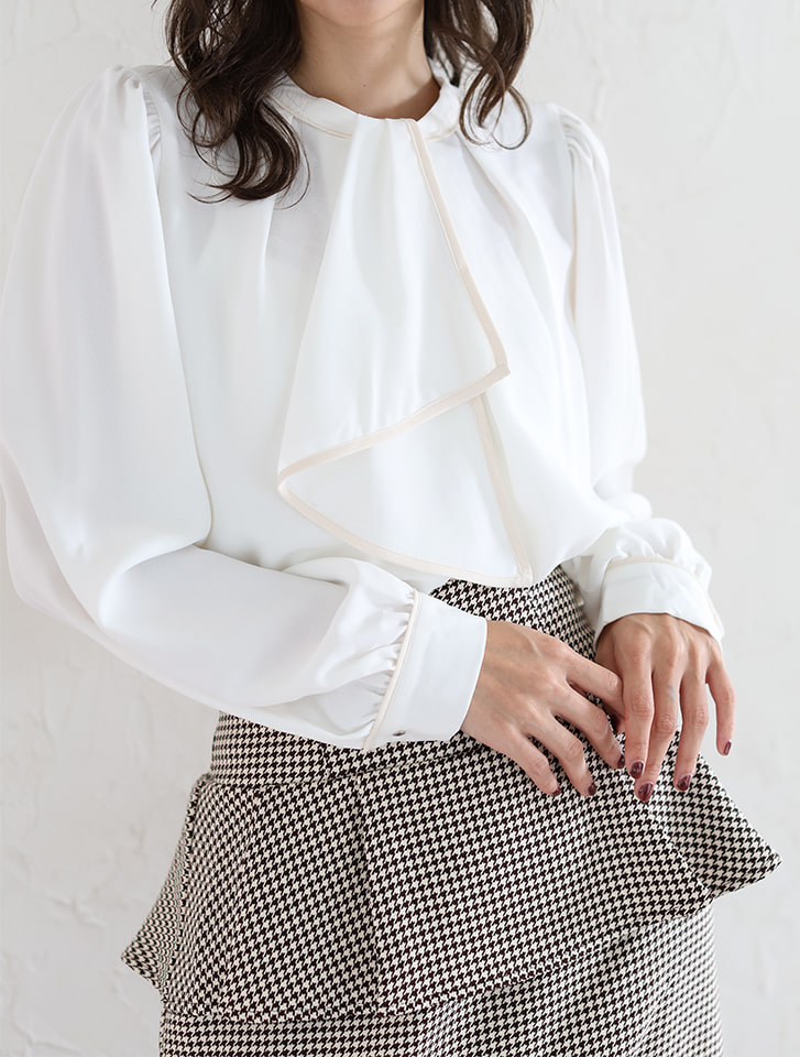 fifth 配色ボウタイ2way長袖ブラウス | 人気レディース