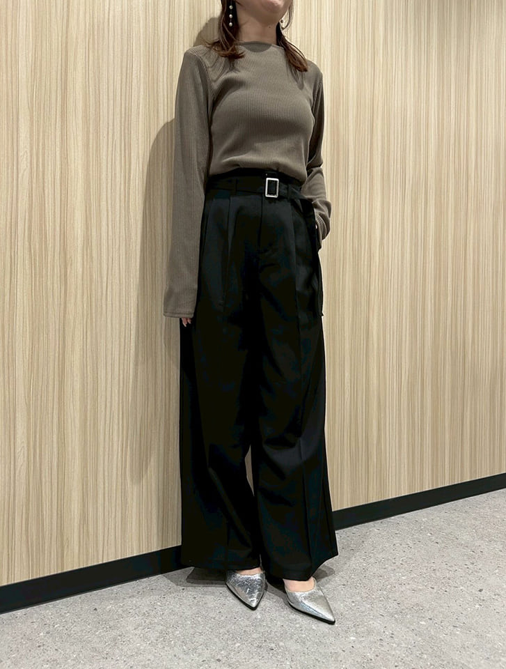 【はぐ】サイドベルトツータックパンツ-regular サイドベルトツータックパンツ-short & regular | 小柄・低身長女性