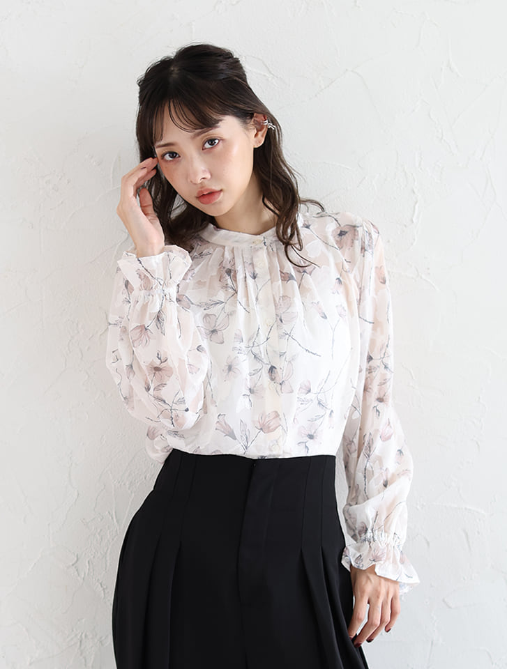 fifth 前開きジャガード花柄ブラウス | 人気レディース