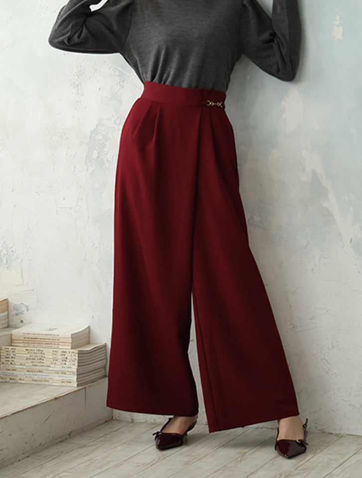 【MARIAセレクト】 【U150サイズあり】ツータックラップワイドパンツ