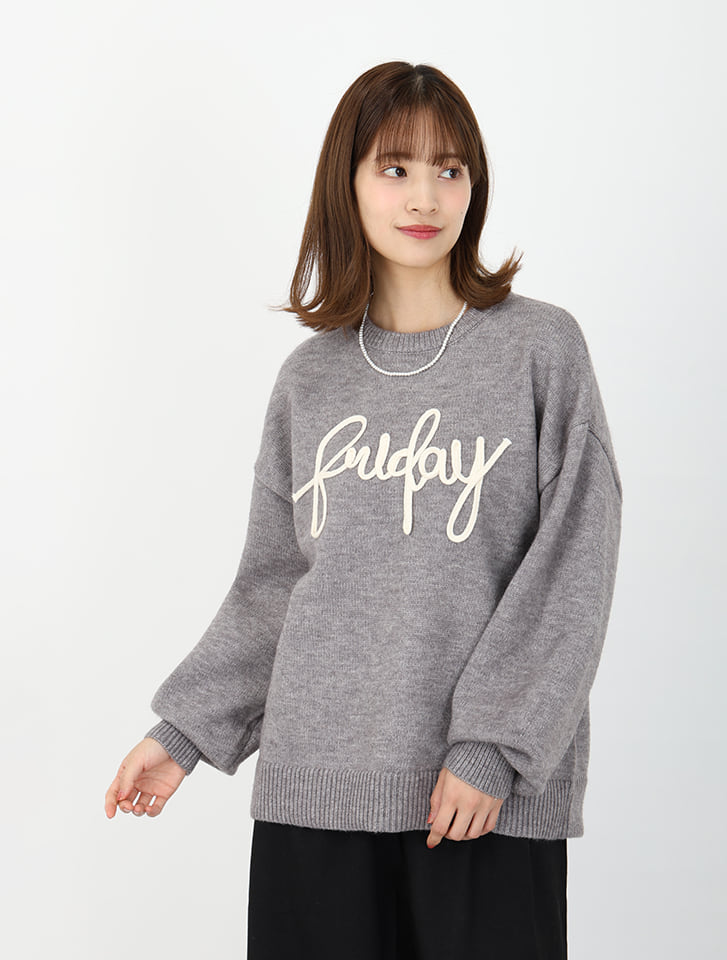 アルパカタッチコード刺繍ニット