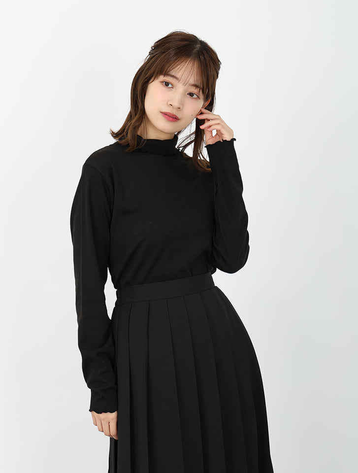 6413【美品】ブリーフィング　ハイネックロンT 裏起毛　ブラック ORIGINAL) [2点買うと追加割引] 裏起毛フィンガーホールタートルネック