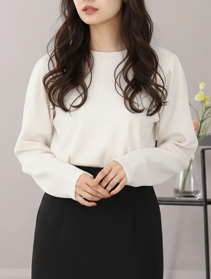 パフスリーブシンプルカットソー