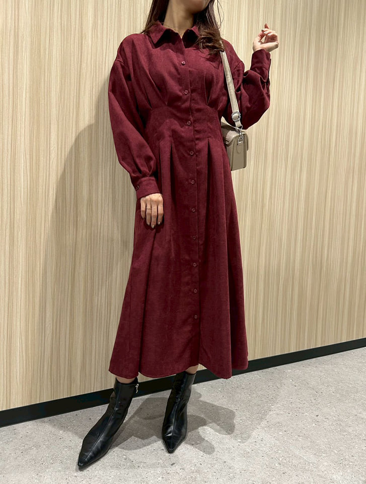 RED VALENTINO バーガンディ シャツワンピース fifth 【kanaセレクト】 【U150サイズあり】ウエストタックシャツ