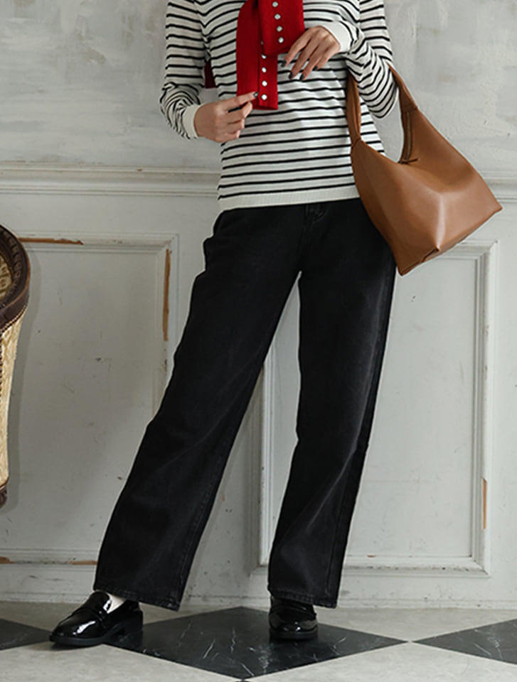 ダブルボタンストレートデニム