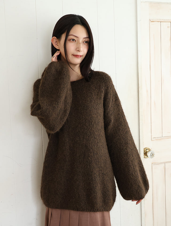 モヘアタッチルーズシルエット長袖ニット