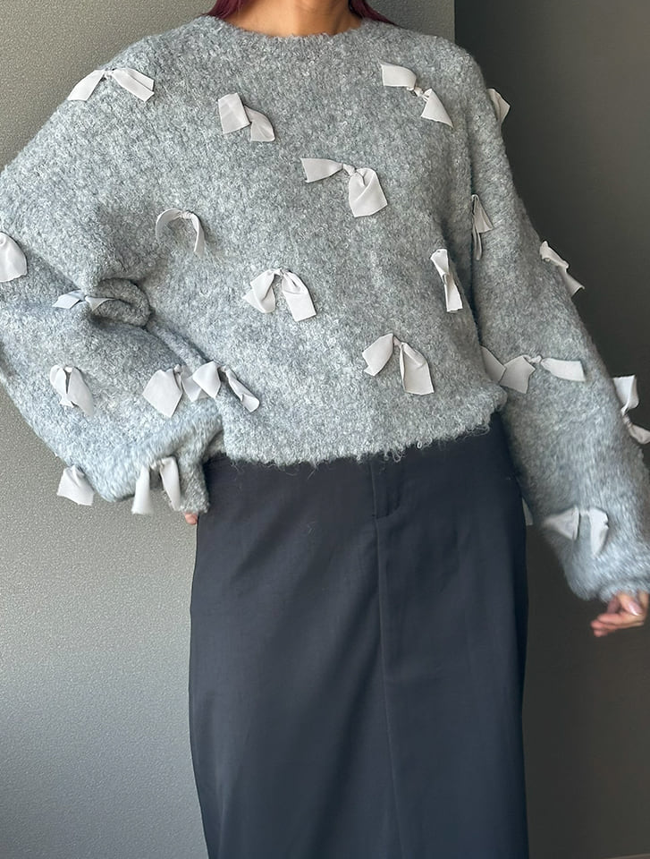 ブークレ×ジョーゼットリボンニット