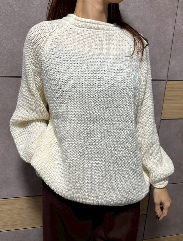 ラグランスリーブローゲージニット