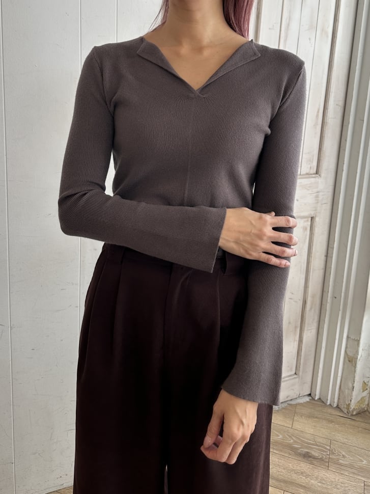 スキッパーカラーニット