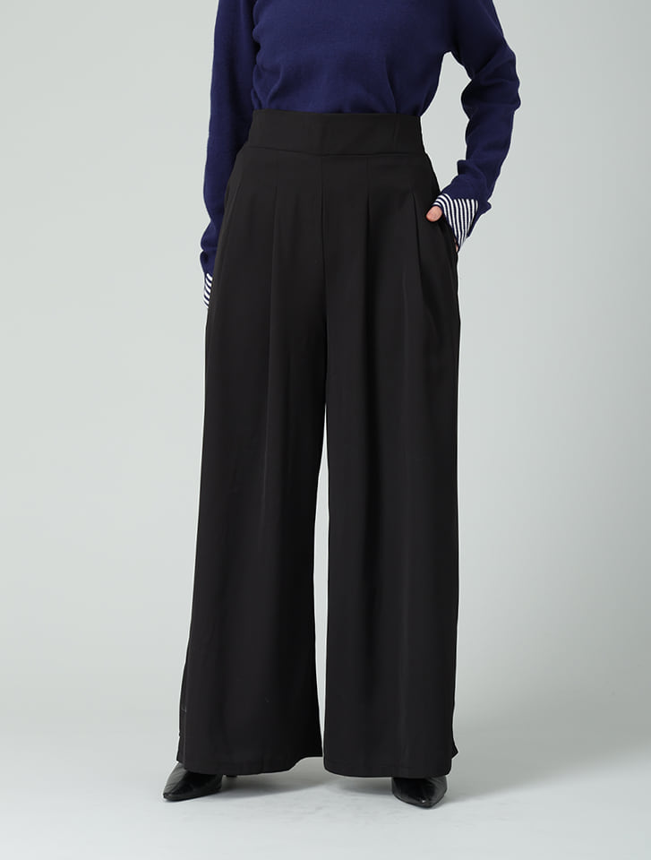 バックゴムツータックワイドパンツ