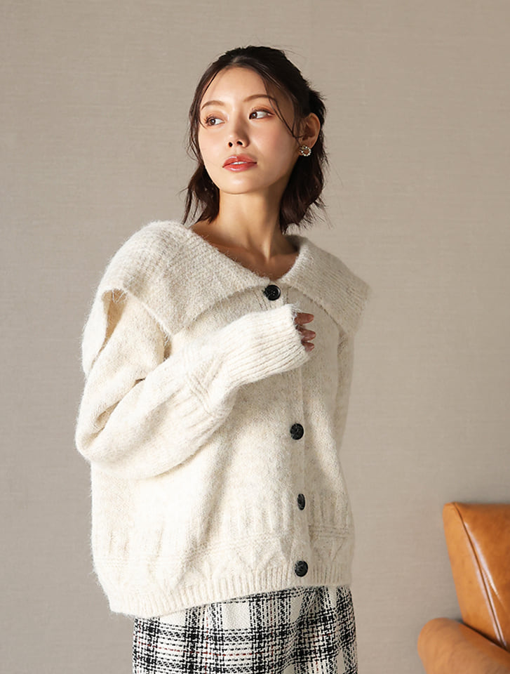 セーラーカラーニットカーディガン