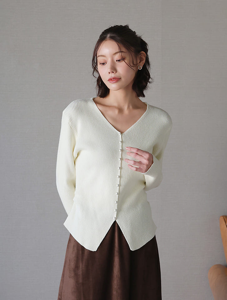 Vネックシンプルニットカーディガン