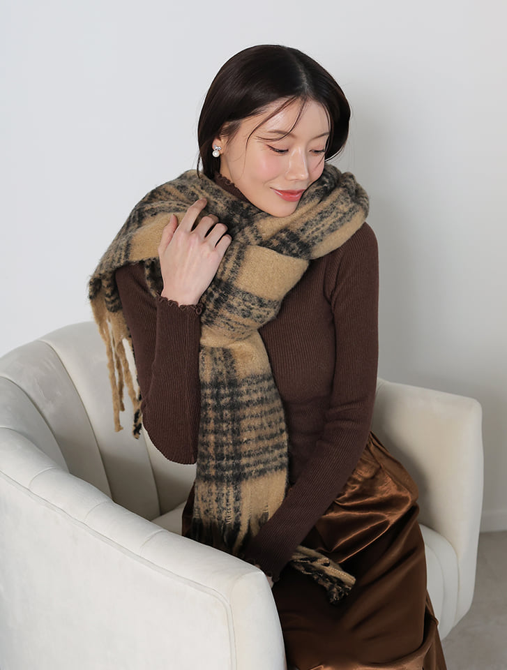 チェック柄大判マフラー