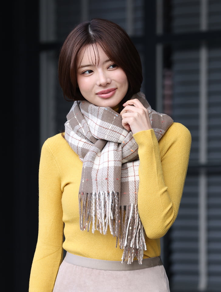チェック柄ストール