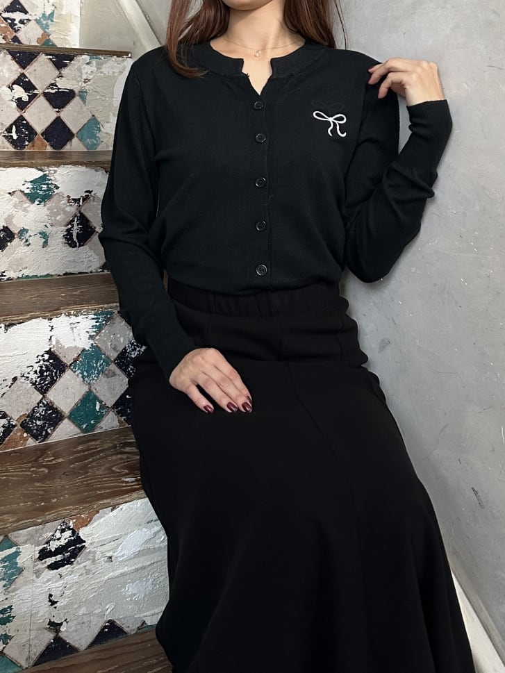 リボン刺繍カーディガン