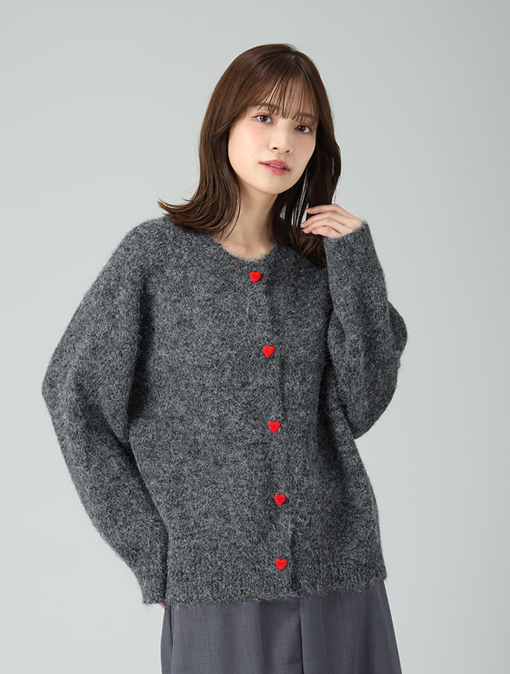ハートボタンカーディガン