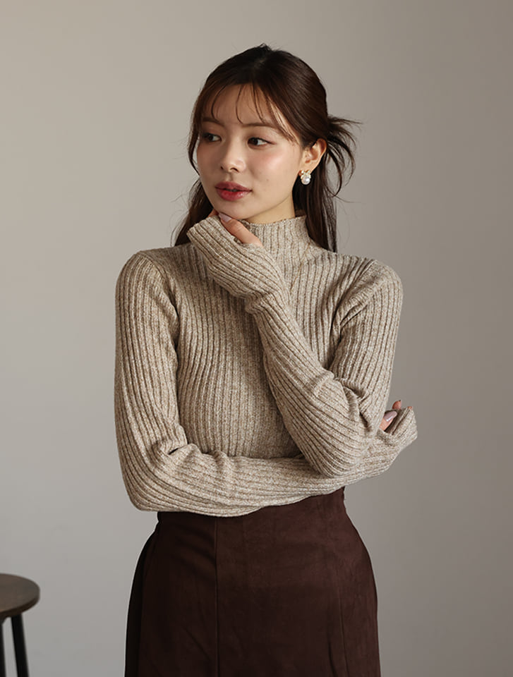 指穴開きミックスニット