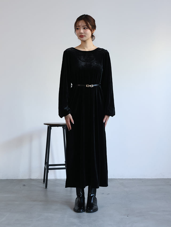 バックオープンベロアワンピース　ブラック　holiday&holiday バックオープンベロアワンピース – ANDOR ONLINE