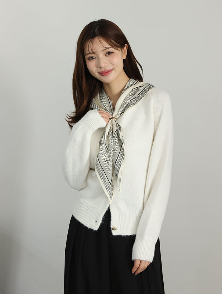 ゴールドボタンミックスニットカーディガン