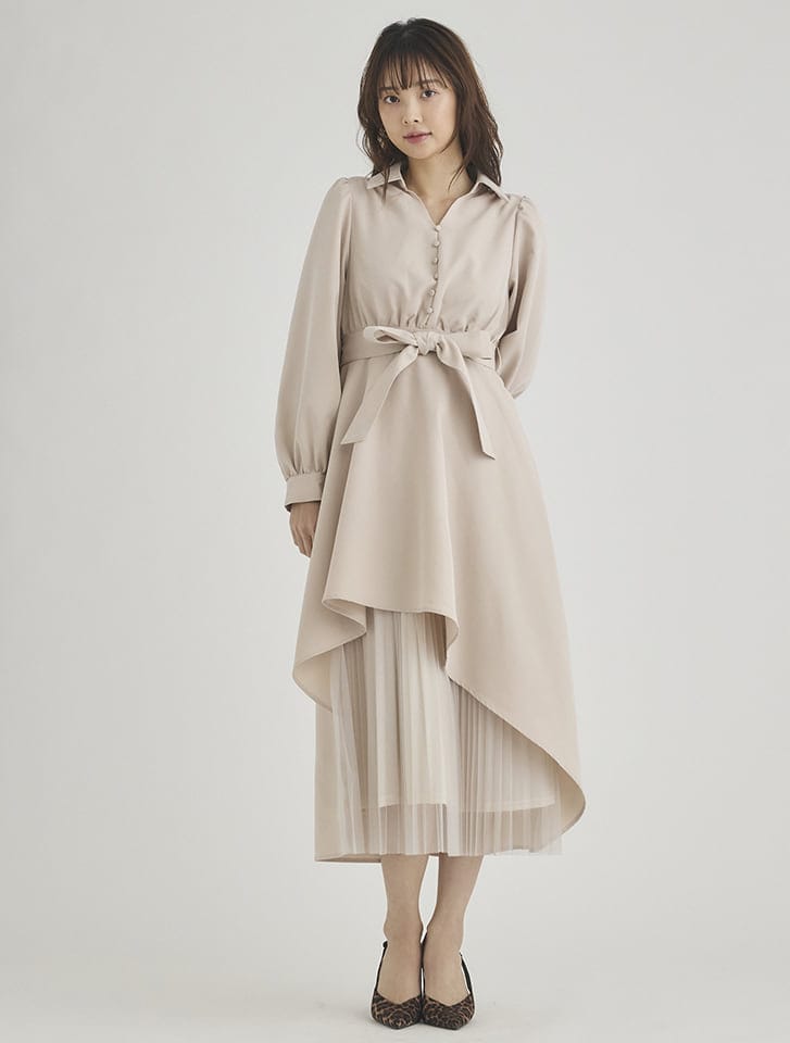 SaturdayClub プリーツ シャツワンピース アシンメトリー Dresses_600x600_crop_center.