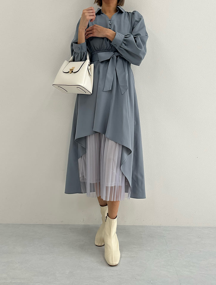 ☆SaturdayClub☆ アシンメトリー プリーツ シャツワンピース fifth アシンメトリーシャツワンピース | 人気レディース